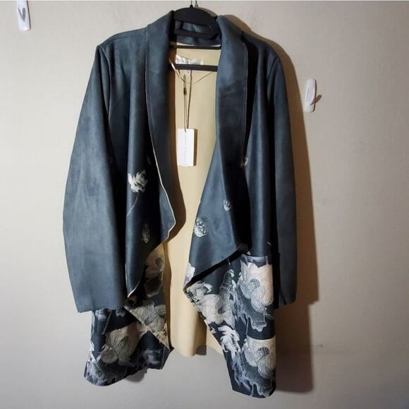 CHELSEA‎ and Theodore faux leather floral jacket oversized coat plus size new!!! - Picture 1 of 16